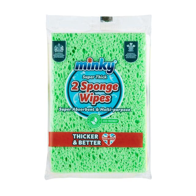 Minky Extra Thick Cellulose Sponge Wipes Pack of 2