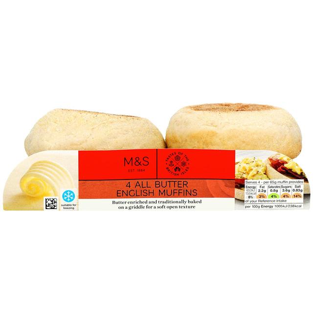 M&S 4 All Butter English Muffins 4 Pack