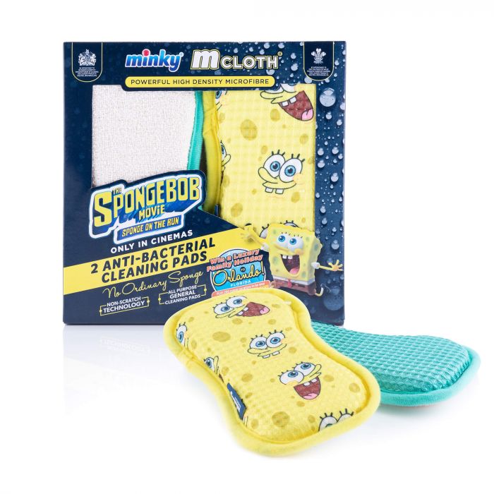 Minky Spongebob M Cloth Anti-Bacterial Cleaning Pad - Twin Pack