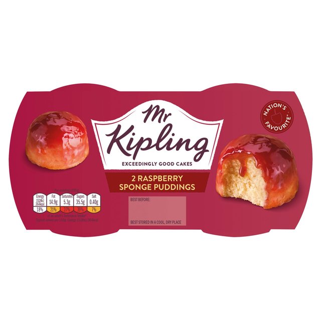 Mr Kipling Raspberry Sponge Puddings 2 Pack