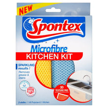 Load image into Gallery viewer, Spontex Microfibre Kitchen Kit 2 Pack
