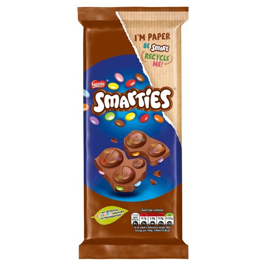 Smarties Milk Chocolate Block 90g - 3.1oz