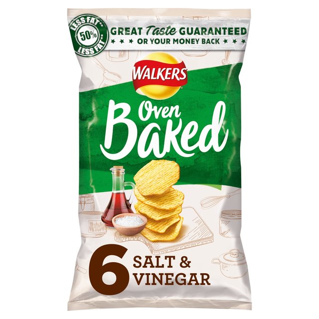 Walkers Baked Crisps Salt And Vinegar 6 Pack