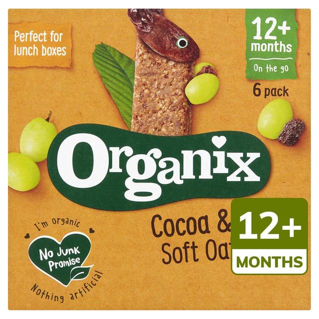 Organix Cocoa & Raisin Organic Soft Oaty Snack Bars 6 Pack