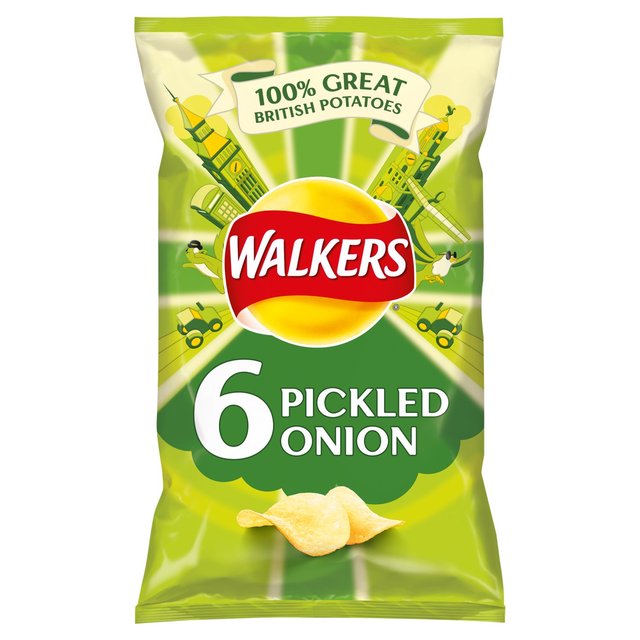 Walkers Pickled Onion Crisps 6 Pack