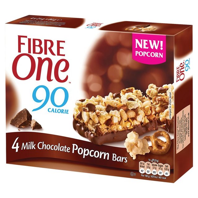 Fibre One 90 Calorie Milk Chocolate Popcorn Bars 4 Pack