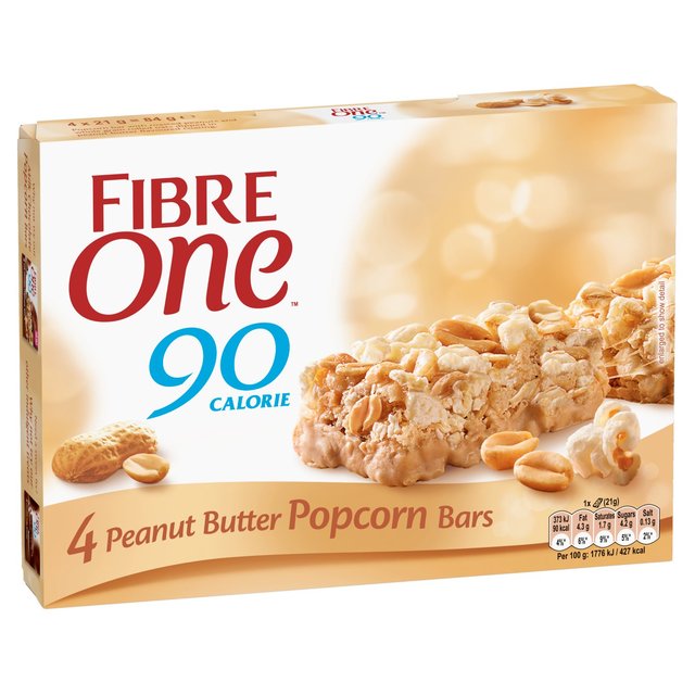 Fibre One 90 Calorie Peanut Butter Popcorn Bars 4 Pack