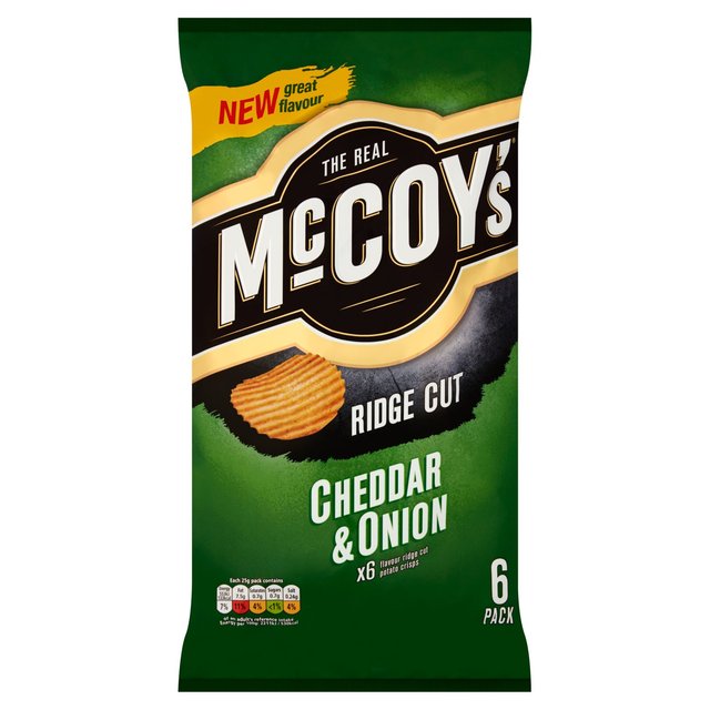 McCoy's Cheddar & Onion Flavour Ridge Cut 6 Pack