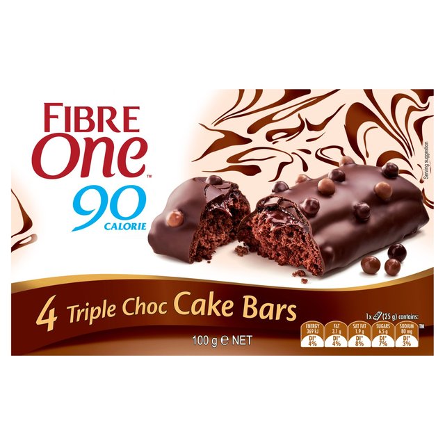 Fibre One 90 Calorie Triple Choc Cake Bars 4 Per Pack