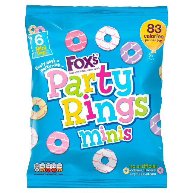 Fox's 6 Mini Party Rings Bags 126g - 4.4oz
