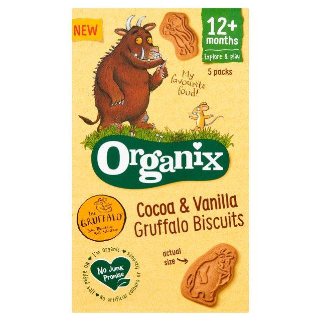 Organix Gruffalo Biscuits Cocoa & Vanilla Toddler Snacks 5 Pack