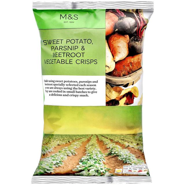M&S Sweet Potato, Parsnip & Beetroot Vegetable Crisps 100g - 3.5oz