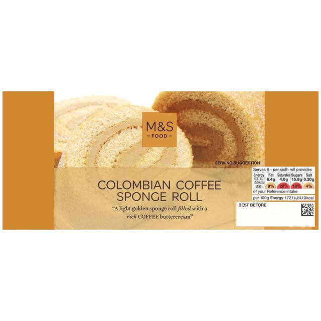 M&S Colombian Coffee Sponge Roll 220g - 7.7oz