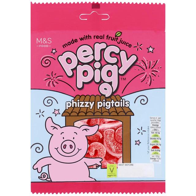 M&S Percy Pig Phizzy Pigtails 170g - 5.9oz