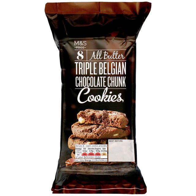 M&S Triple Belgian Chocolate Chunk Cookies 200g - 7oz