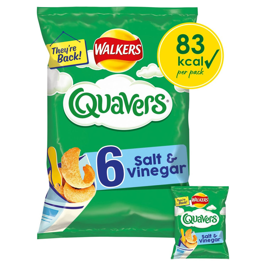 Walkers Quavers Salt & Vinegar Crisps 6 Pack