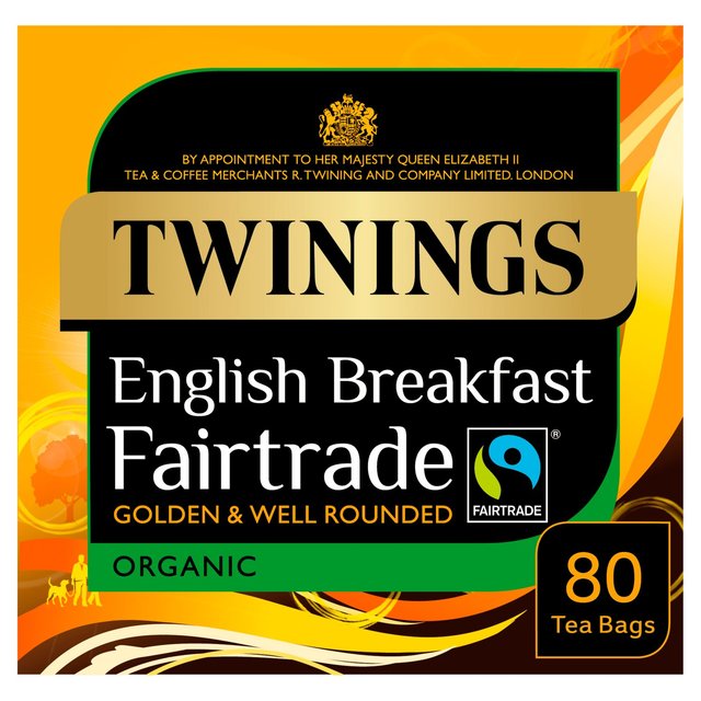 Twinings Fairtrade Organic English Breakfast Tea Bags 80 Pack