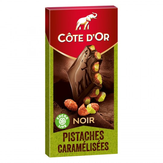Cote D'Or Chocolat Noir Pistache Caramélisées 200g - 7oz