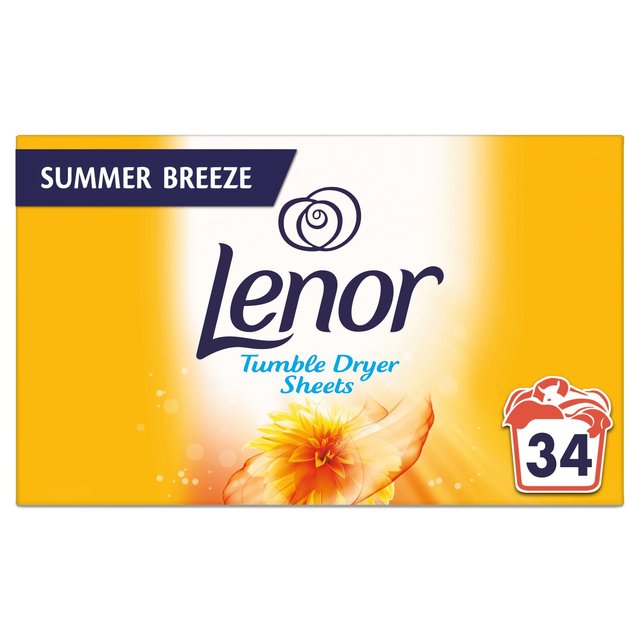 Lenor Fabric Tumble Dryer Sheets Summer Breeze 34 Pack