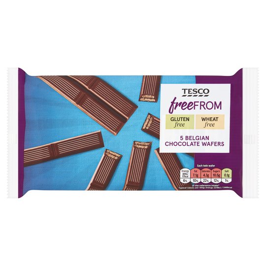Tesco Free From Belgian Chocolate Wafers 5 Pack