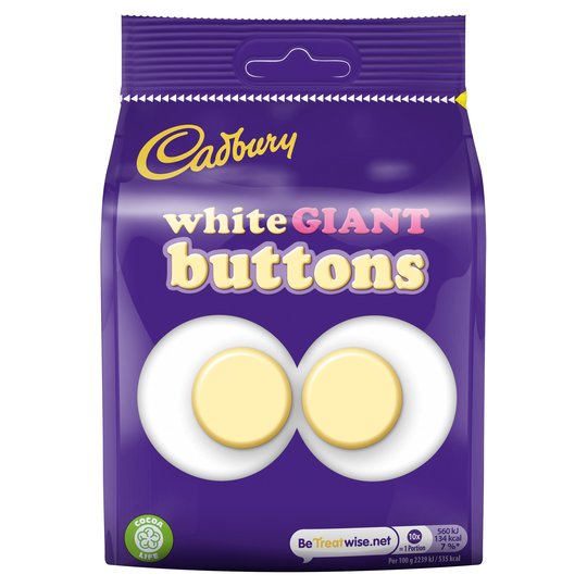 Cadbury White Buttons Giant Chocolate 110g - 3.8oz