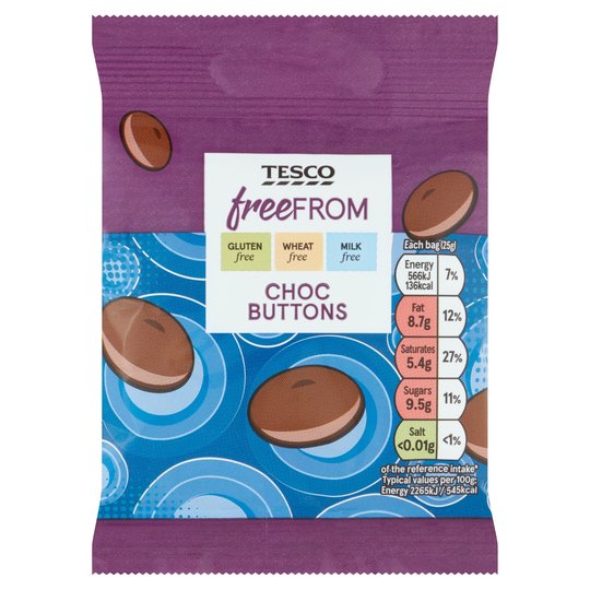 Tesco Free From Chocolate Buttons 25g - 0.8oz