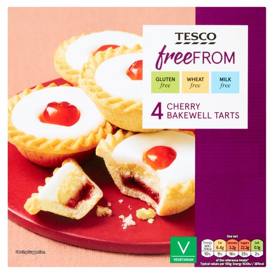 Tesco Free From Cherry Bakewell Tarts 4 Pack